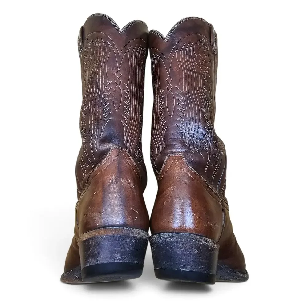 TONY LAMA Cowboy Boots Men's 8 EE VTG 80's USA Brown Leather Western Ranchwear